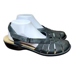 Clarks Elizabelle Sea Fisherman Sandals Womens 10M Black Leather Comfort